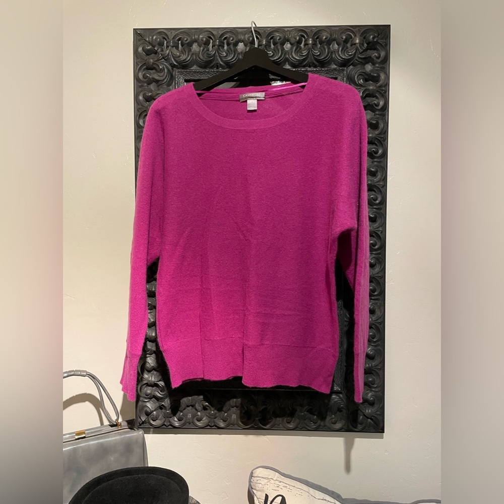 100% Fuschia Cashmere Sweater